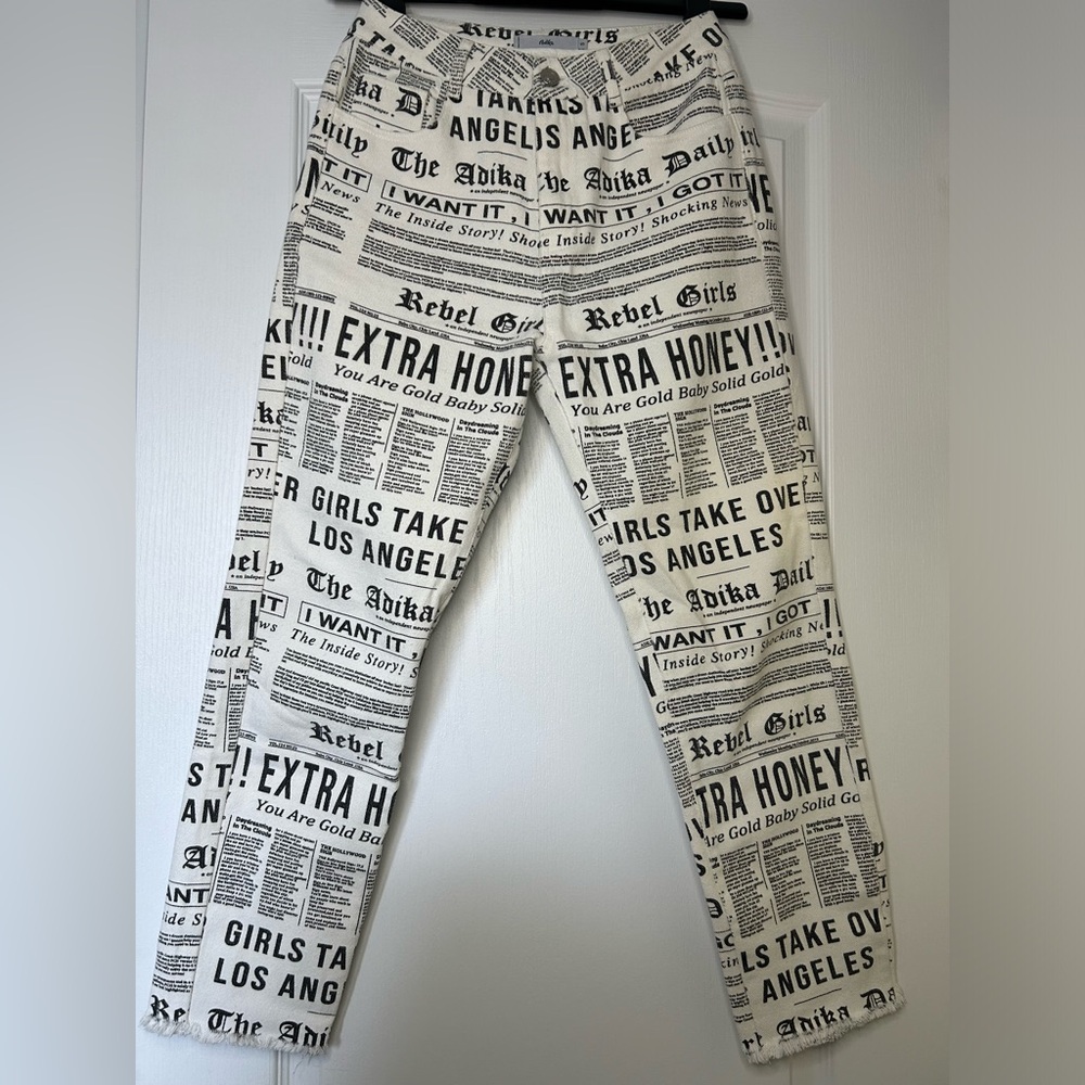 Adika Newspaper Print Jeans | Size: Small
